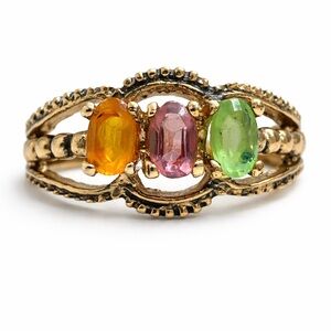 Vintage Gold plated Family Birthstone Estate Band Ring Size 6.75 Gift